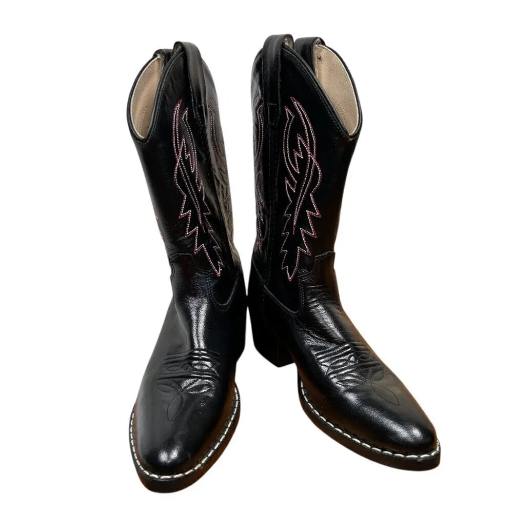 Old West 8110 Size 030 Child Cushion Comfort Cowboy Boots Black